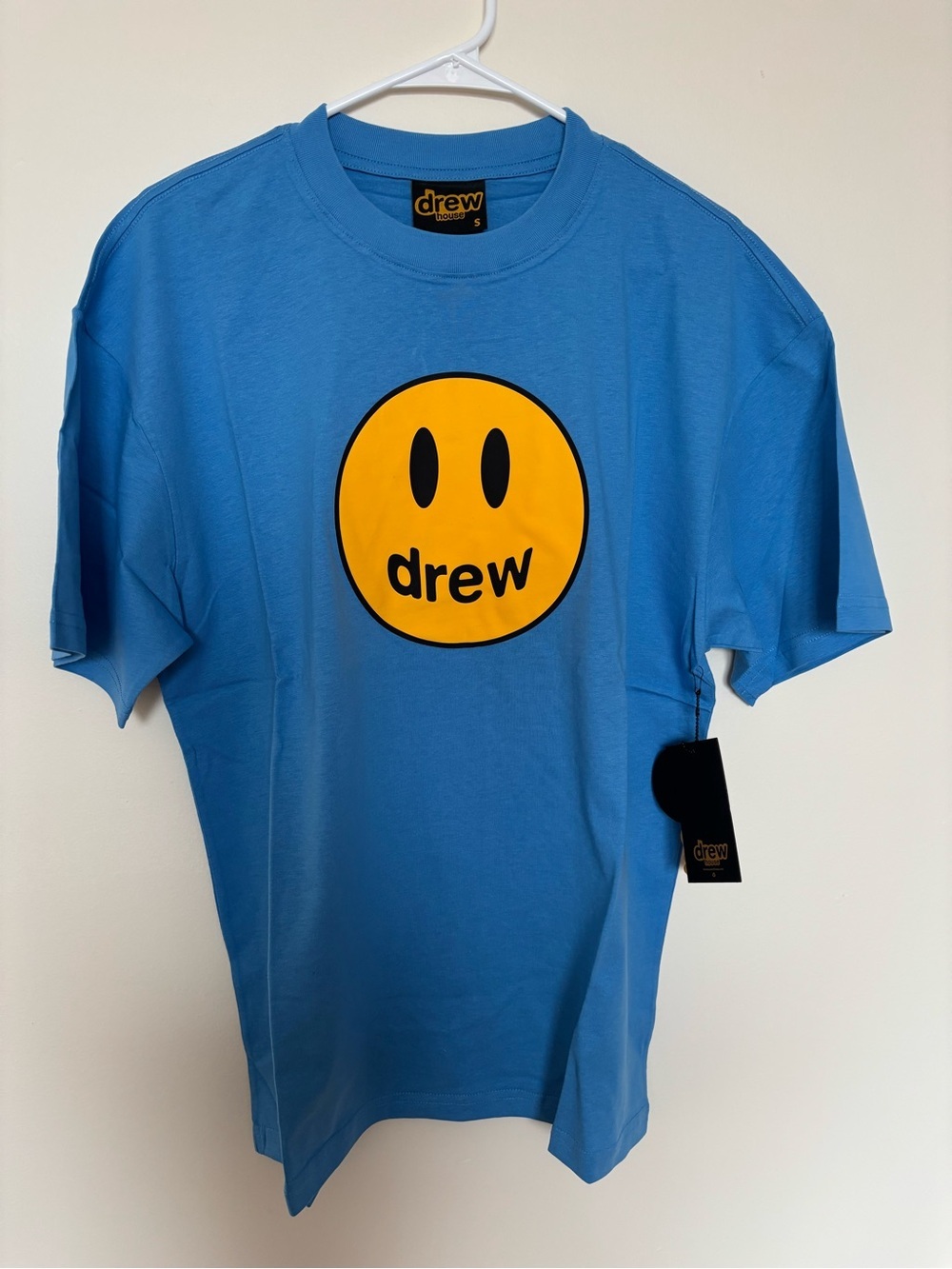 NWT drew house Blue T-Shirt with Yellow Smiley Logo size S